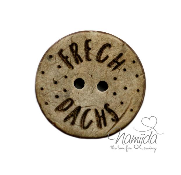 1 Stück ♥ EIGENPRODUKTION KOKOSKNOPF FRECHDACHS - HOLZKNOPF - 22 mm ♥