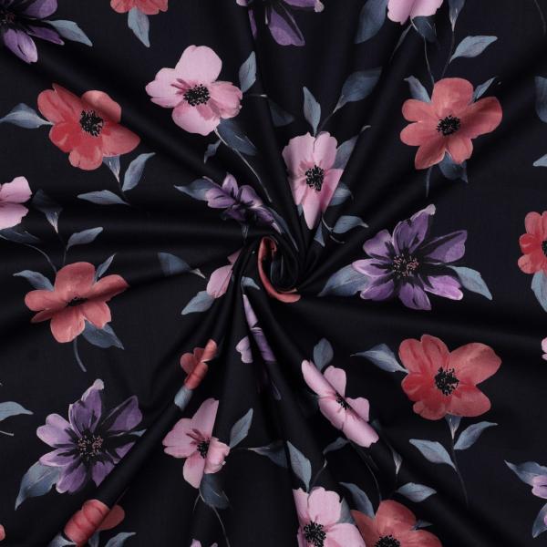 0,5 MTR.♥ VISKOSE MIDNIGHT BLOSSOM ♥