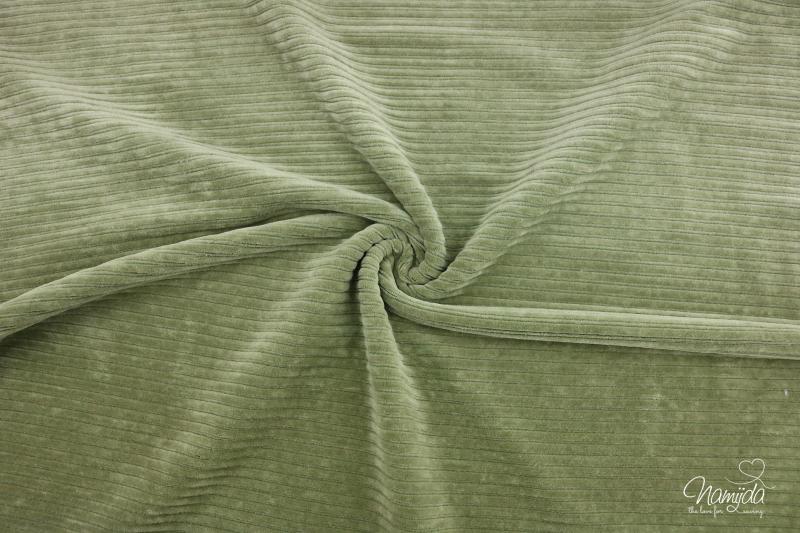 0,5 MTR. ♥ BREITCORD JERSEY - KHAKI LIGHT - ELASTISCH ♥