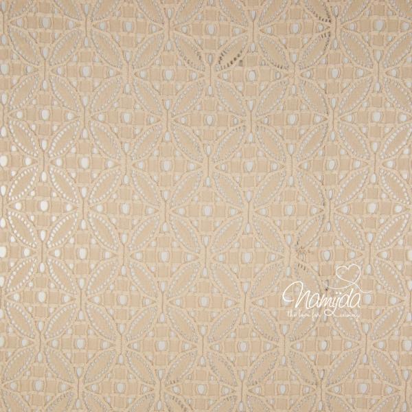 0,5 MTR. ♥ Elastische Spitze ORNAMENT BLüTE - Sand - Spitzenstoff ♥