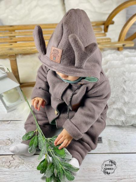 0,5 MTR. ♥ Doubelface Baumwollfleece Dusty BRAUN - 100% Baumwolle ♥