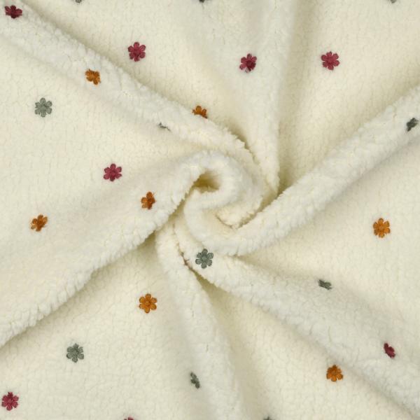 0,5 MTR. ♥ TEDDY GESTICKTE DAISIES NATUR ♥