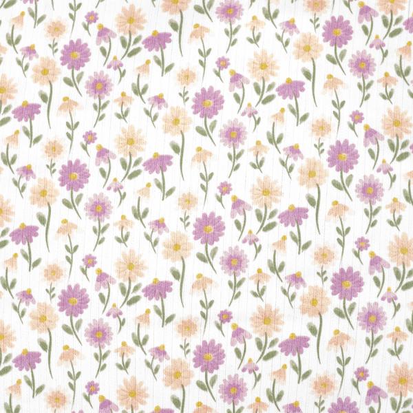 0,5 MTR.  ♥ BAUMWOLLJERSEY POINTOILLE Lochstickerrei -BLÜMCHEN ♥