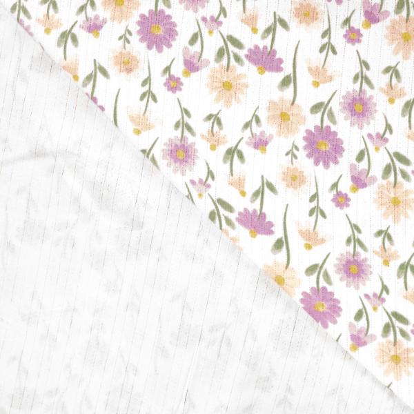 0,5 MTR.  ♥ BAUMWOLLJERSEY POINTOILLE Lochstickerrei -BLÜMCHEN ♥