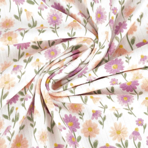 0,5 MTR.  ♥ BAUMWOLLJERSEY POINTOILLE Lochstickerrei -BLÜMCHEN ♥