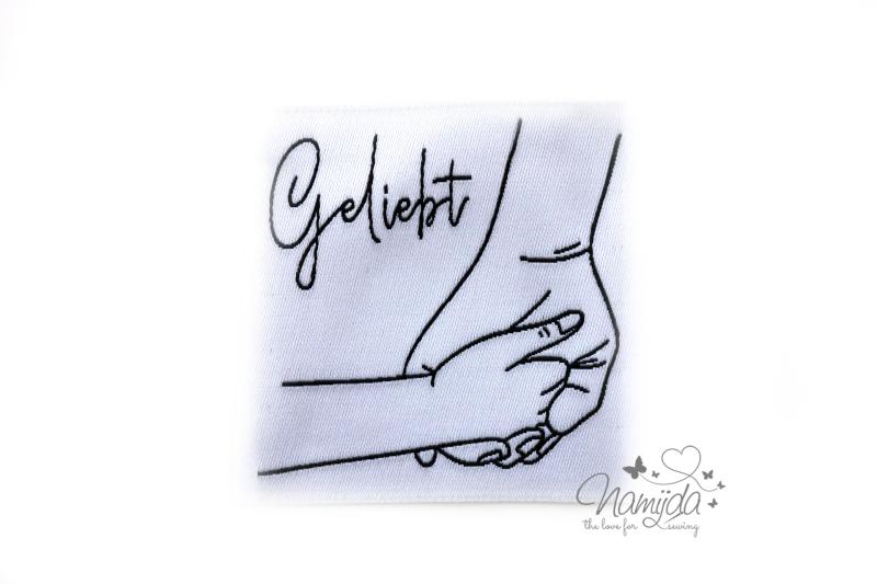 1 STCK. ♥ XL NAMIJDA EP WEBETIKETTEN - GELIEBT - WEISS ♥