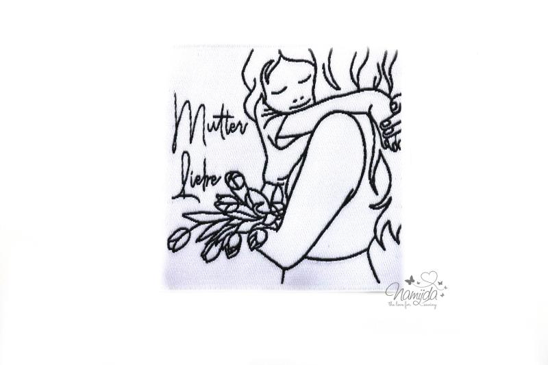 1 STCK. ♥ XL NAMIJDA EP WEBETIKETTEN - MUTTER LIEBE - WEISS ♥