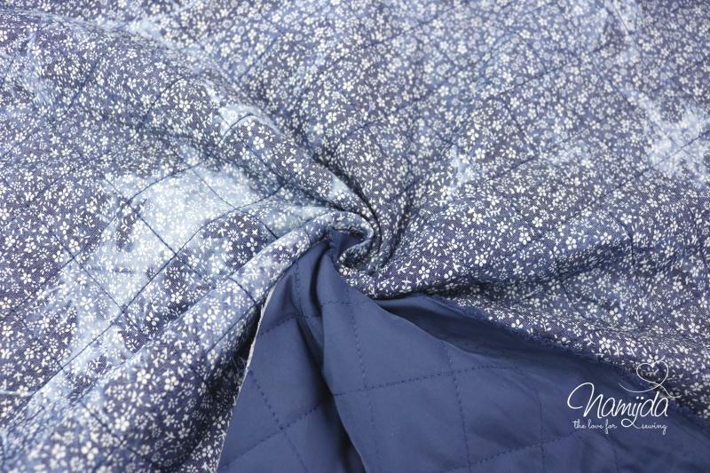 RESTSTÜCK 0,95 MTR. ♥ ABGESTEPPTER JACKENSTOFF FLOWERS FARBVERLAUF JEANS ♥