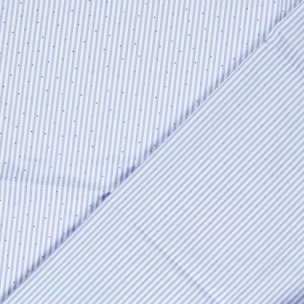 VORBESTELLUNG LIEFERZEIT CA. 1 WOCHE 0,5 MTR. GLITZER STEINCHEN STREIFEN NAVY/JEANS BAUMWOLL POPELINE