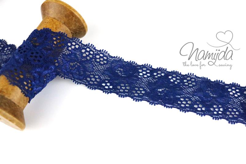 1 MTR. ♥ Elastische SPITZENBORTE - NAVY - 3,5cm ♥