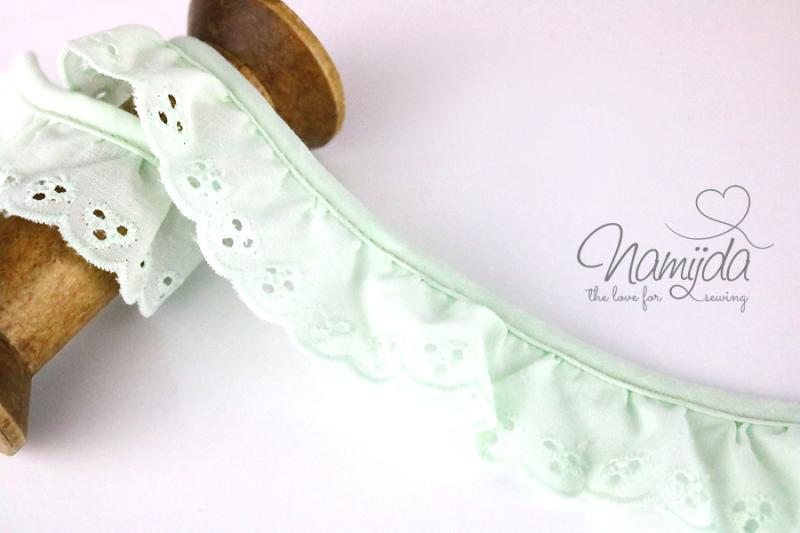 ♥1 Mtr. Wäschespitze Blomme gerüscht - MiNT -3,4cm ♥