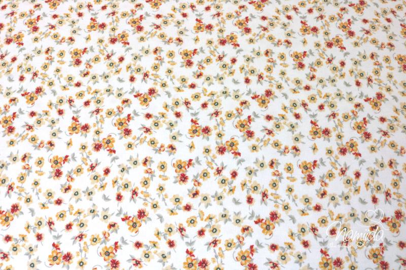 0,50 MTR. ♥ PETITE FLEUR STREUBLüMCHEN HELLGELB/MINZE JERSEY ♥