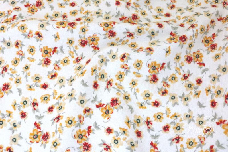 0,50 MTR. ♥ PETITE FLEUR STREUBLüMCHEN HELLGELB/MINZE JERSEY ♥