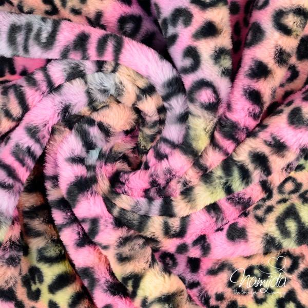 LIEFERZEIT CA. 1 Woche!!! 0,5 MTR. ♥ TEDDY LEO MULTICOLOR RAINBOW ♥