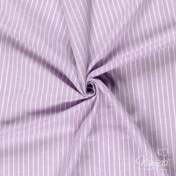 0,5 MTR. ♥ STREIFEN CHAMBRE BAUMWOLL LEINEN FLIEDER ♥