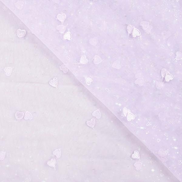 0,5 MTR. ♥ SOFT TüLL HERZCHEN FLIEDER ♥