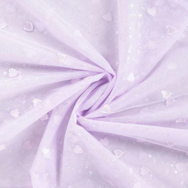 0,5 MTR. ♥ SOFT TüLL HERZCHEN FLIEDER ♥