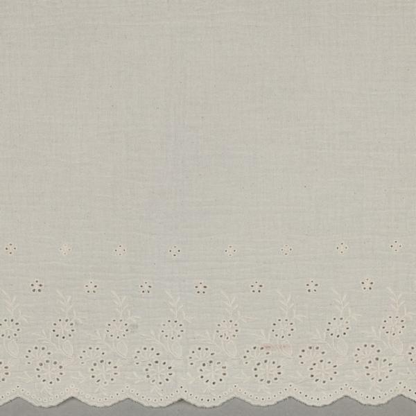 0,5 MTR. ♥ MuSSELIN GESTICKTE BOGENKANTE NATUR ♥