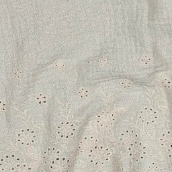 0,5 MTR. ♥ MuSSELIN GESTICKTE BOGENKANTE NATUR ♥