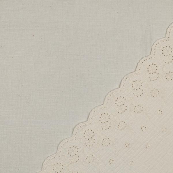 0,5 MTR. ♥ MuSSELIN GESTICKTE BOGENKANTE NATUR ♥