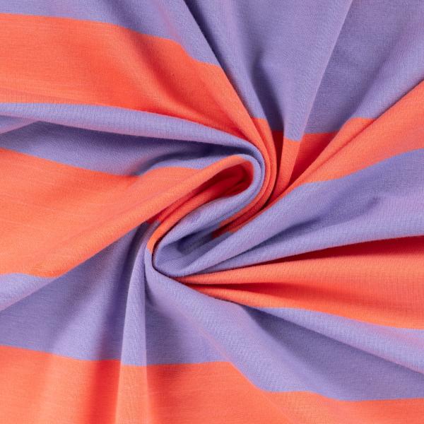 0,50 MTR. XL STREIFEN LILA ORANGE - FRENCH TERRY