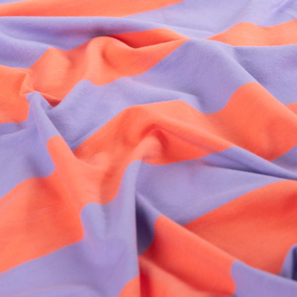 0,50 MTR. XL STREIFEN LILA ORANGE - FRENCH TERRY