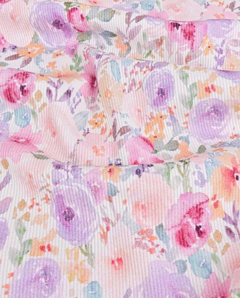 0,5 MTR. ♥ RIPPSTRICK JERSEY  SUMMER FLOWERS COLORFUL ♥