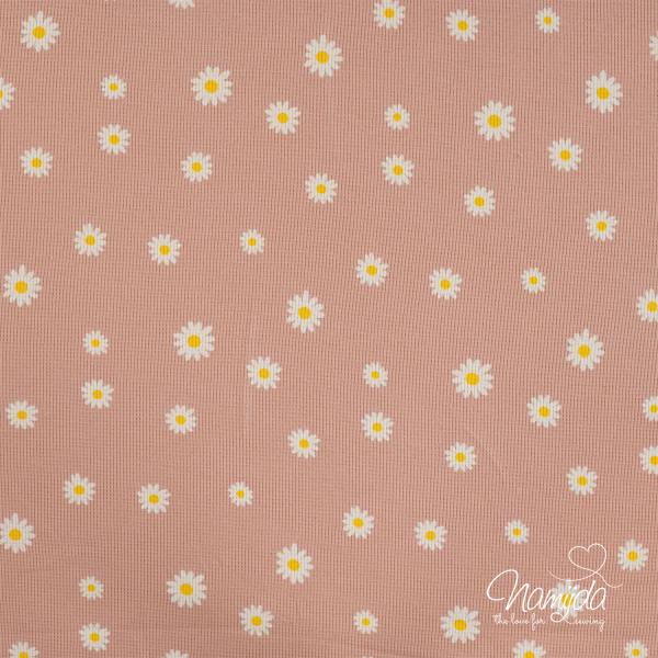 0,5 MTR. ♥ WAFFEL STRICKJERSEY - DAISIES DUSTY APRICOT ♥