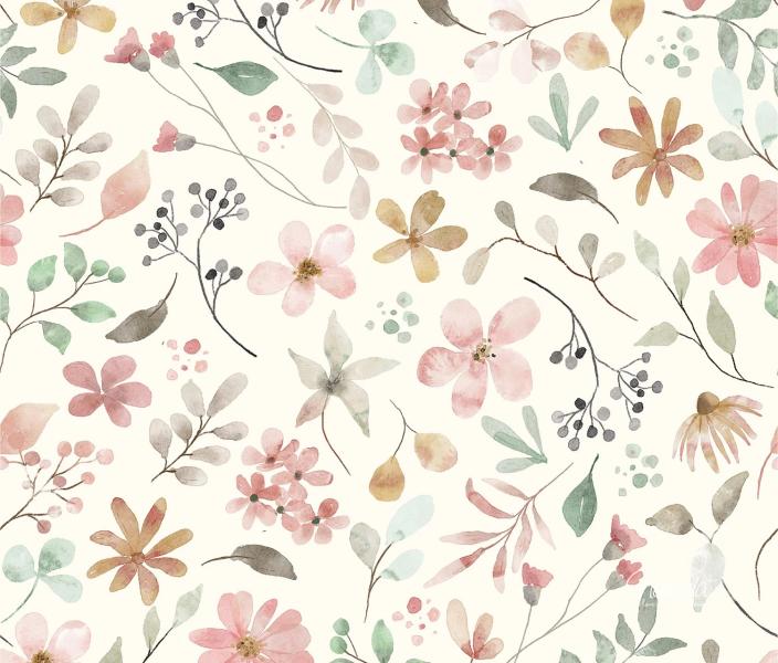 0,5 MTR. ♥ RIPPSTRICK JERSEY PASTELL FLOWERS ♥