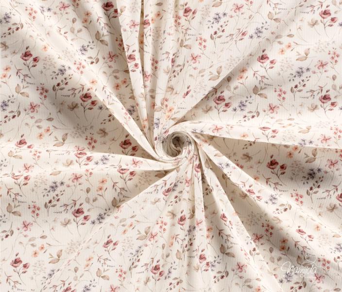 0,5 MTR. ♥ RIPPSTRICK JERSEY ROMANTIC FLOWERS ♥