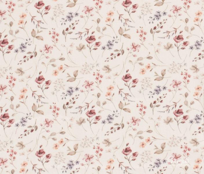 0,5 MTR. ♥ RIPPSTRICK JERSEY ROMANTIC FLOWERS ♥