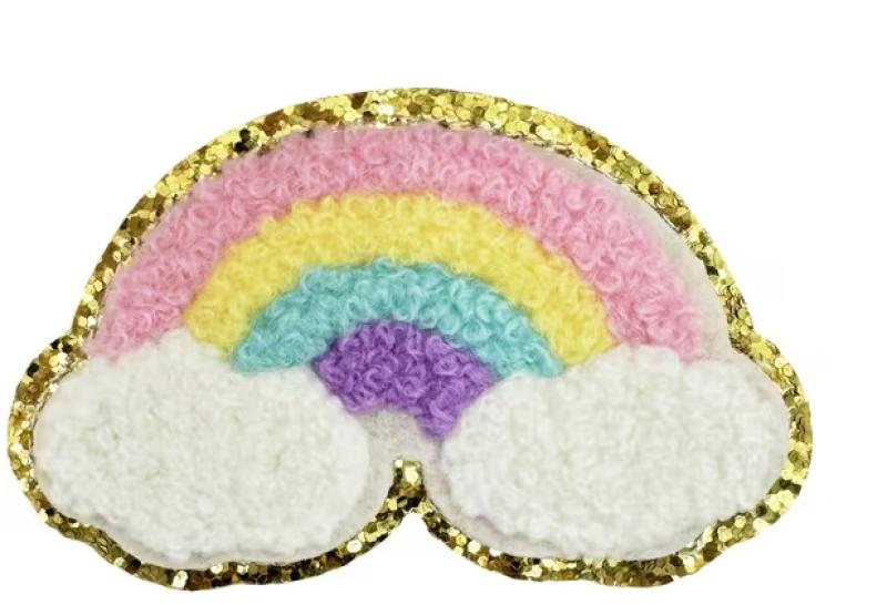 1 Stück - PASTELL RAINBOW CHENILLE PATCH