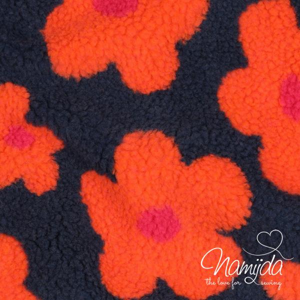 0,5 MTR. ♥ FLOWER TEDDY ORANGE NAVY ♥