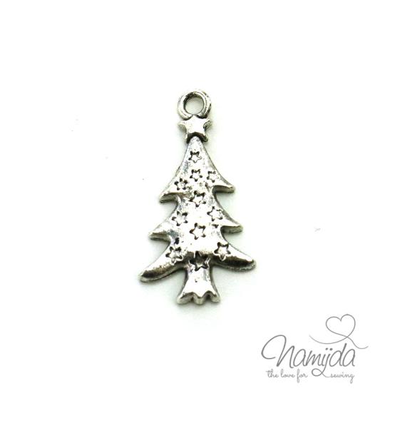 1 Stück - WEIHNACHTSBAUM STERNCHEN Anhänger  - SILBER - 25x15mm