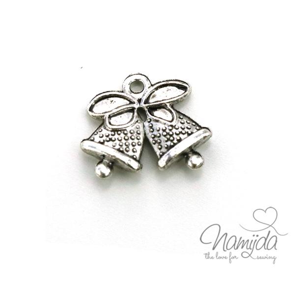 1 Stück - WEIHNACHTSGLÖCKCHEN Anhänger  - SILBER - 15x18mm -