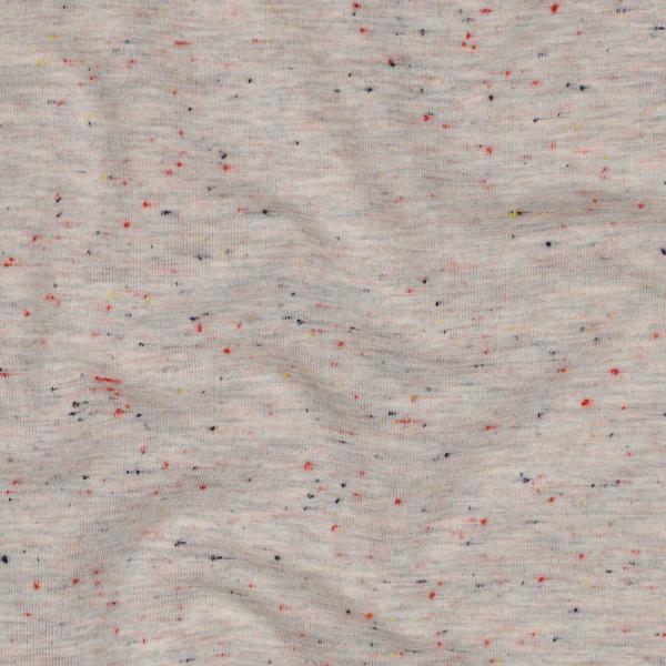 0,5 MTR. Kuschliger KONFETTI SWEAT BEIGE MELANGE - bunte Tupfen - Farbeffekte