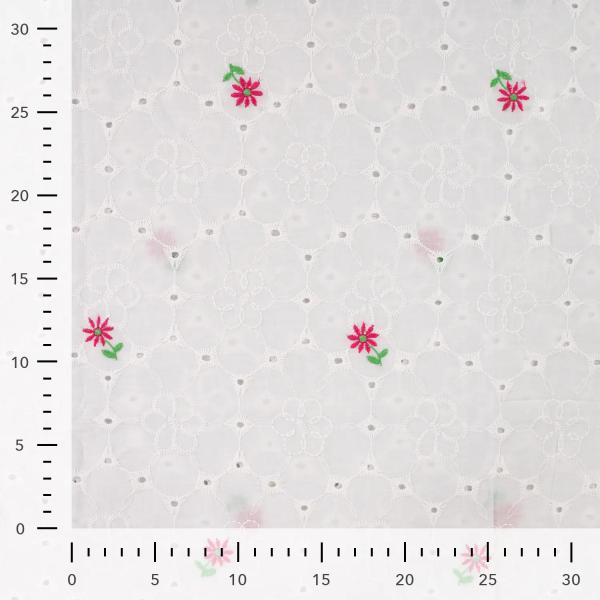 0,5 MTR.  BLÜMCHEN LOCHSTICKERREI WEISS