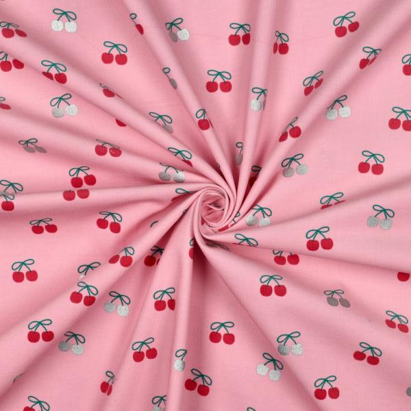 0,5 MTR. ♥ WEICHER BABY FEINCORD KIRSCHEN FOIL ROSA ♥