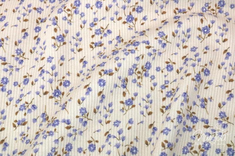 0,5 MTR.  ♥ RIPPSTRICK JERSEY STREUBLÜMCHEN FLIEDER/DUSTYBLUE ♥