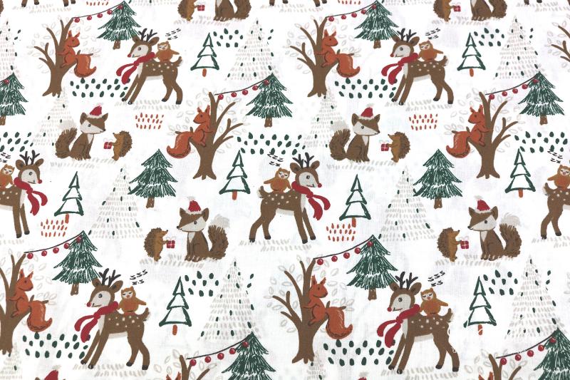 0,5 MTR.  BAUMWOLLE POPELINE WEIHNACHTSWALD