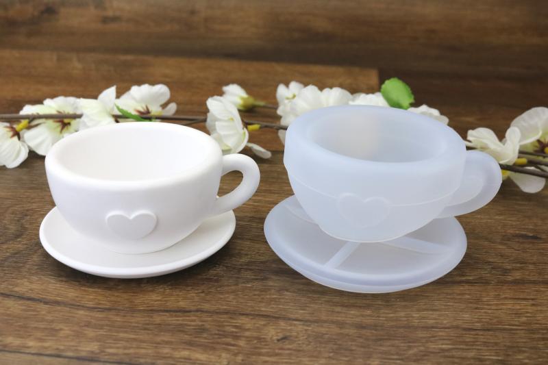 1 STÜCK ♥ GIESSFORM SILIKON LIEBLINGSTASSE MIT UNTERSETZER ♥