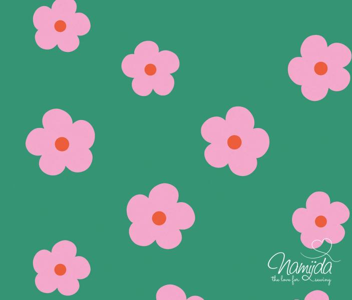 0,50 MTR. FLORAL LOVE ROSE/GRÜN JERSEY