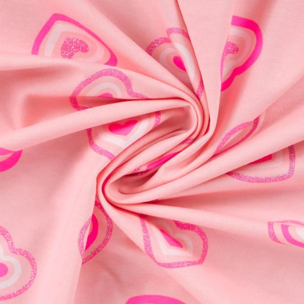 0,50 MTR. GLITZER HEARTS ROSA SOFT SWEAT FRENCH TERRY