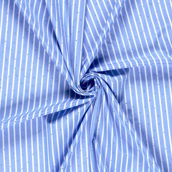 VORBESTELLUNG LIEFERZEIT CA. 1 WOCHE 0,5 MTR. GLITZER STEINCHEN STREIFEN JEANS BAUMWOLL POPELINE