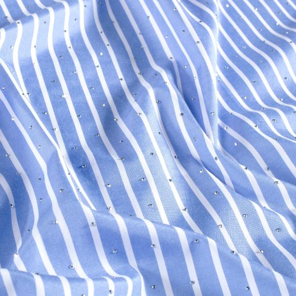 VORBESTELLUNG LIEFERZEIT CA. 1 WOCHE 0,5 MTR. GLITZER STEINCHEN STREIFEN JEANS BAUMWOLL POPELINE