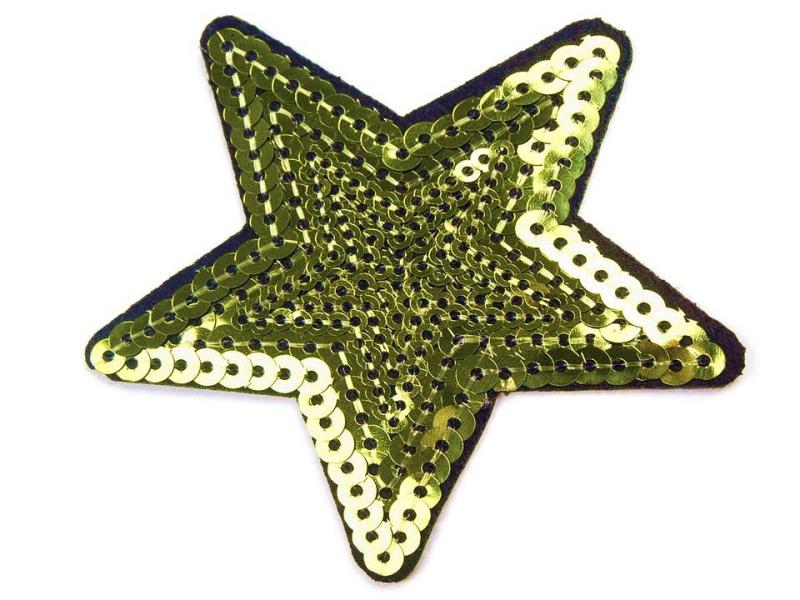 1 Stück ♥ Pailetten PaTCH - STERN LIME - 7cm ♥