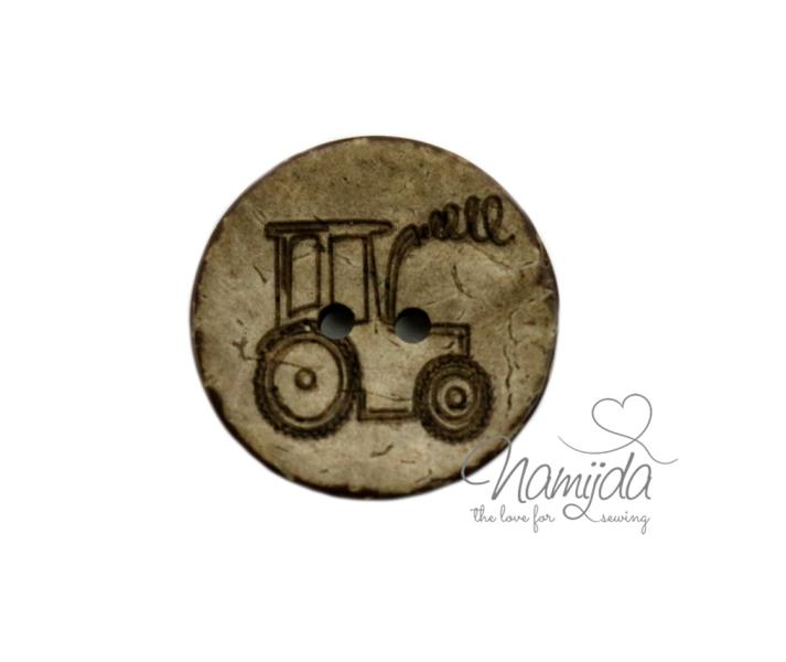 1 Stück ♥ EIGENPRODUKTION KOKOSKNOPF TRAKTOR - HOLZKNOPF - 22 mm ♥