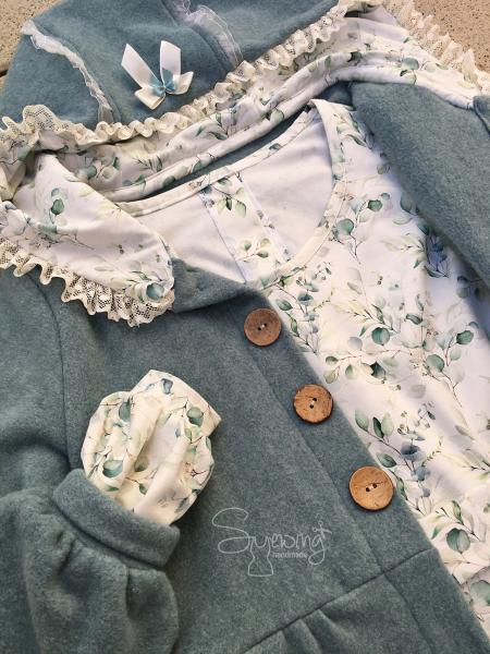 RESTSTÜCK 0,95 MTR. ♥ Doubelface Baumwollfleece MINT MELANGE - 100% Baumwolle ♥