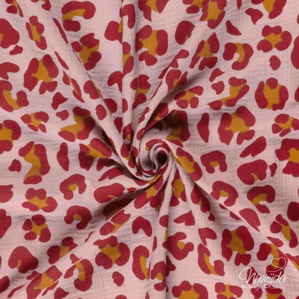 0,5 MTR. ♥ MUSSELIN LEO ROSA/ROT ♥