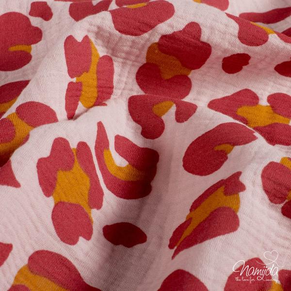 0,5 MTR. ♥ MUSSELIN LEO ROSA/ROT ♥